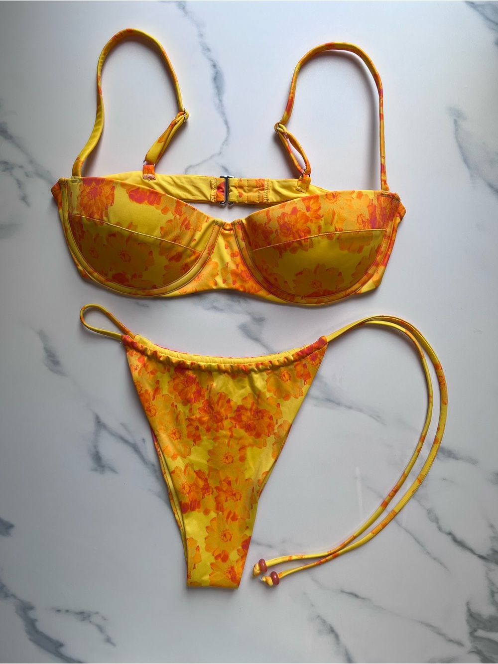 437 Swim Flora Luna Bikini Top + Piper Bottoms Both NWOT Size M Color Citrus